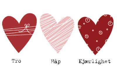 Papirgleder: Tro, håp ,kjærlighet