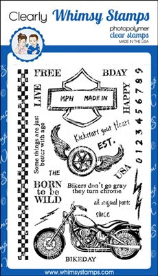 Whimsy - Clear Stamp - Biker Kickstart My Heart
