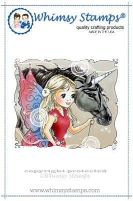 Whimsy Stamps - Cling mount - Fairy and Her Unicorn Friends