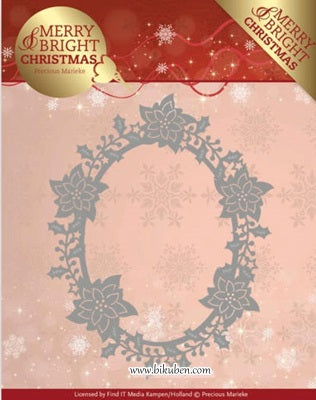 Precious Marieke - Merry & Bright Christmas - Poinsettia Oval