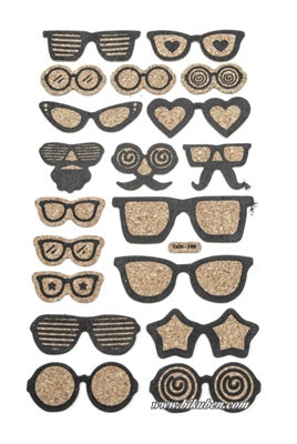 Kort & Godt - Kork klistremerker - Solbriller