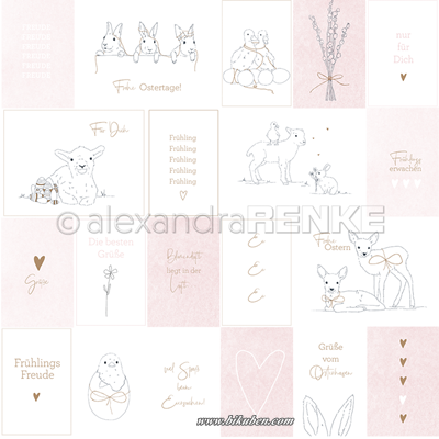 Alexandra Renke - Card Sheet - Easter illustrations Rose 12x12"