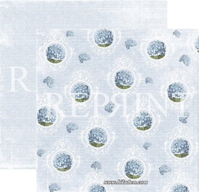 Reprint - Dusty Blue Collection - Hydragena 12 x 12"