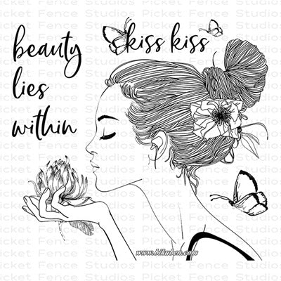 Picket Fence - Clear Stamp - Beautiful Girls - Kiss Kiss Sandra