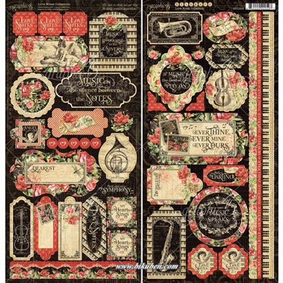 Graphic 45: Love Notes - Decorative Stickers  12 x 12"