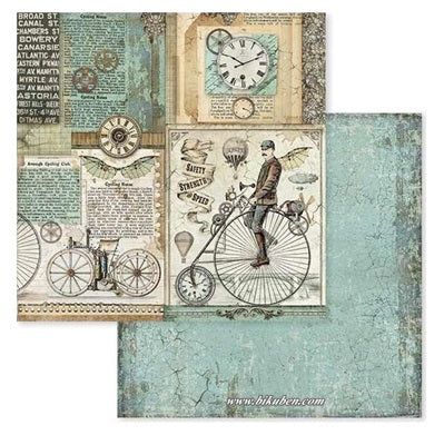 Stamperia - Voyages Fantastiques - Retro Bicycle     12 x 12"