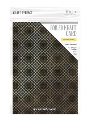 Tonic Studios - Craft Perfect - Foiled Kraft Card - Golden Quarterfoil A4