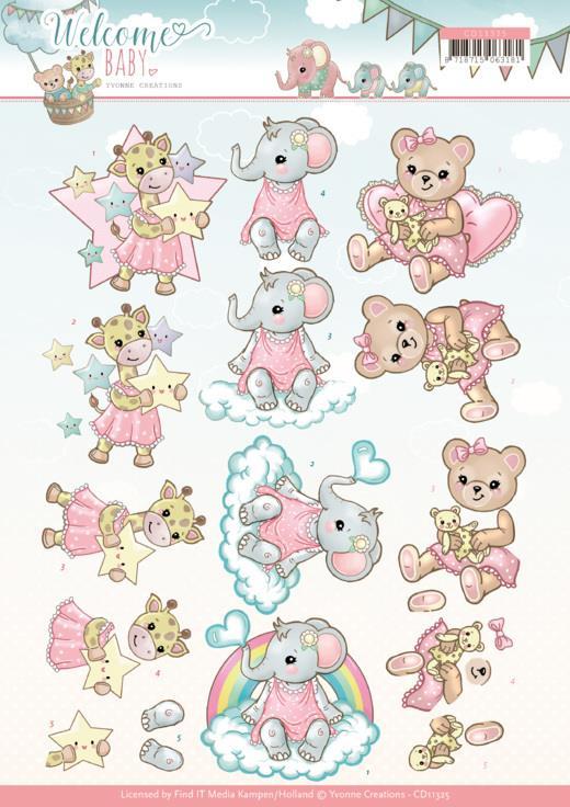Yvonne Creations - 3D Utklippsark - Welcome Baby