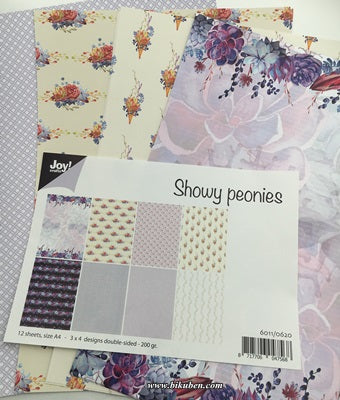 Joy Craft - Paper Pad - Showy Peonies    A4