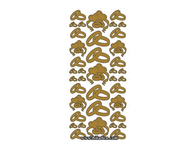 Klistremerker - Hjerter/ringer -Tofarget gull