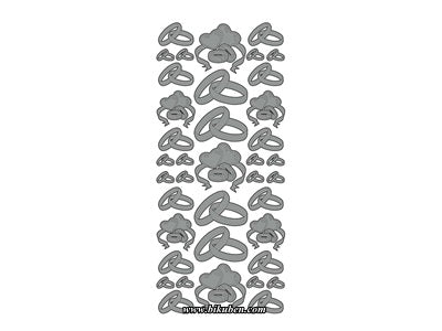 Klistremerker - Hjerter/ringer -Tofarget sølv