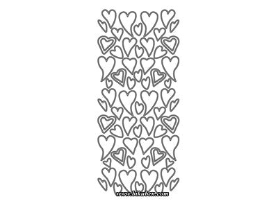 Klistremerker - Skjeve hjerter - sølv