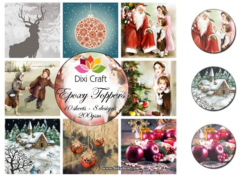 Dixi Craft - Epoxy Toppers - Christmas (9cm x 9cm)