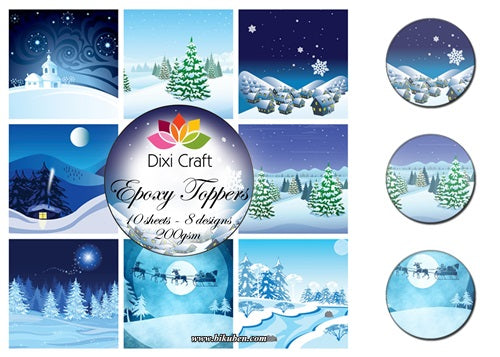Dixi Craft - Epoxy Toppers - Blue Landscape (9cm x 9cm)