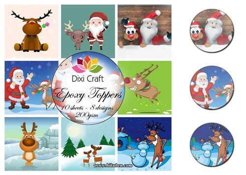 Dixi Craft - Epoxy Toppers - Christmas Cartoons (9cm x 9cm)