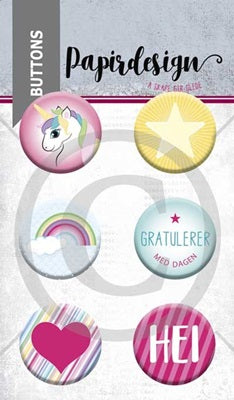 Papirdesign - Buttons - Enhjørning