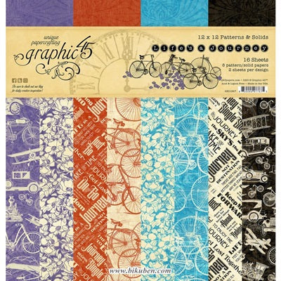 Graphic45 - Life's Journey - Print & Solids Paper Pad      12 x 12"