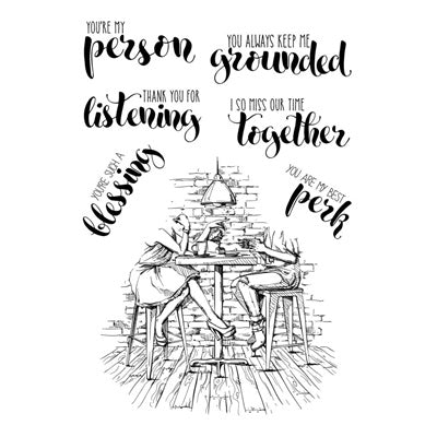 Colorado Craft Company - Clear Stamp - Friends & Coffee