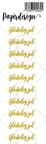 Papirdesign - Transparente klistremerker - Gledelig jul, gull