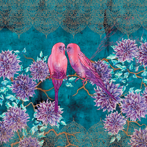 Alexandra Renke - Autumn Budgie Dhalie - 12x12"