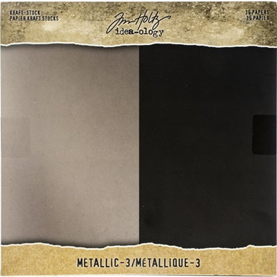 Tim Holtz - Kraft-Stock - Metallic 3- Champagne & Onyx 8 x 8"