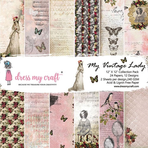 Dress my craft - Vintage Lady - Paper Pad 12 x 12"