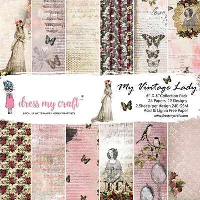 Dress my craft - Vintage Lady - Paper Pad 6 x 6"