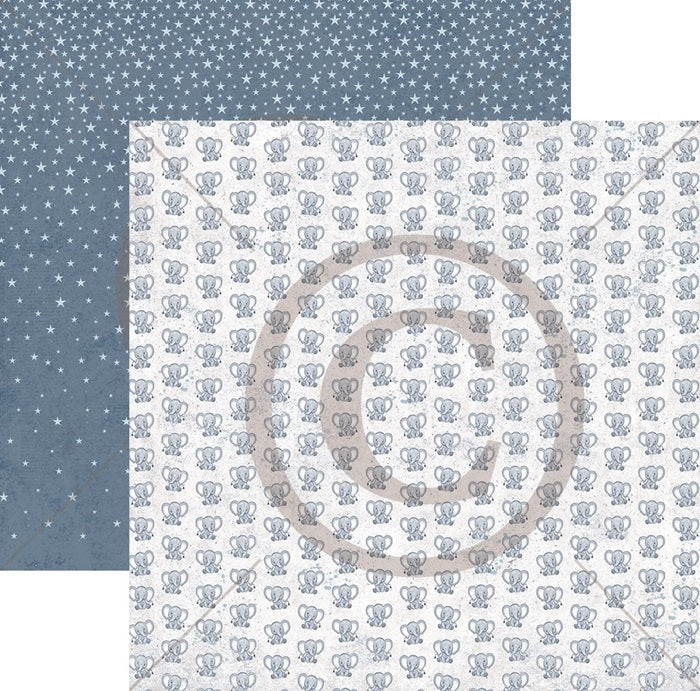 Papirdesign - Håpefull - Elefant, blå    12 x 12"