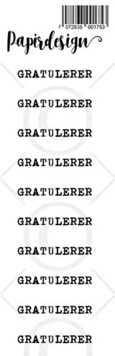 Papirdesign - Transparente klistremerker - Gratulerer 1