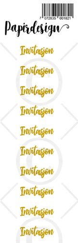 Papirdesign - Transparente klistremerker - Invitasjon, gull