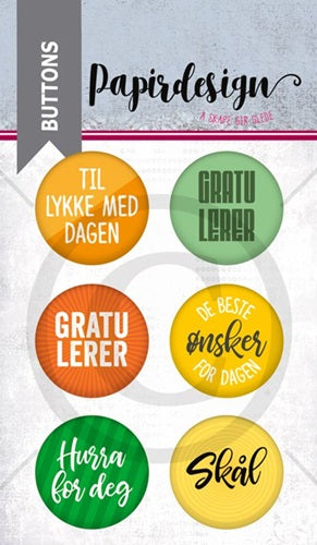 Papirdesign - Buttons - Gratulerer
