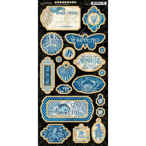 Graphic45 - Ocean Blue - Chipboard