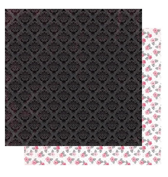 Authentique - Flawless - Black tonal damask 12 x12"