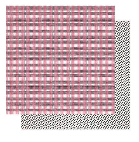 Authentique - Flawless - Pink and black checkered plaid 12 x12"