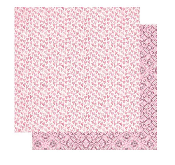 Authentique - Flawless - Pink watercolor hearts 12 x12"