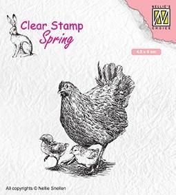 Nellie Snellen - Clearstamp - Spring - Mother hen with chicks