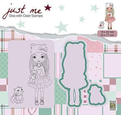 Nellie Snellen - Shape Dies & Clear Stamp - Girl with Cat