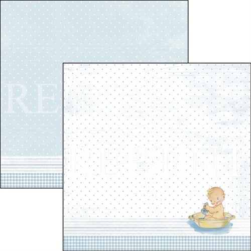 Reprint - It's a boy- Baby in a bath tub - 12 x 12"