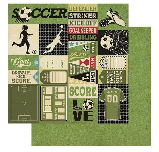 Authentique - All Star Paper Pack - Soccer 12 x 12"