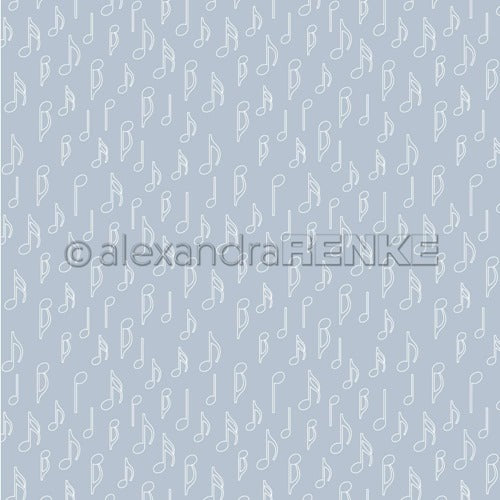 Alexandra Renke - Note Pattern - Greyblue - 12 x 12"