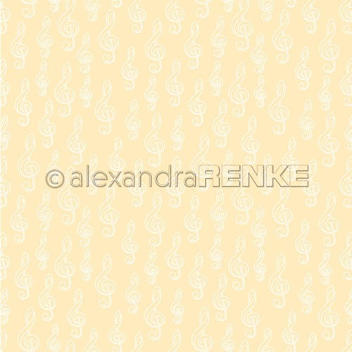 Alexandra Renke - Clef on Yellow - 12 x 12"