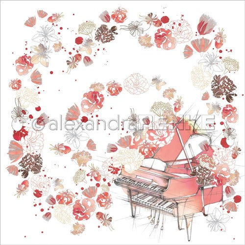 Alexandra Renke - Music Flowers - Piano - 12 x 12"