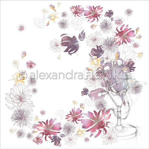 Alexandra Renke - Music Flowers - Microphone - 12 x 12"