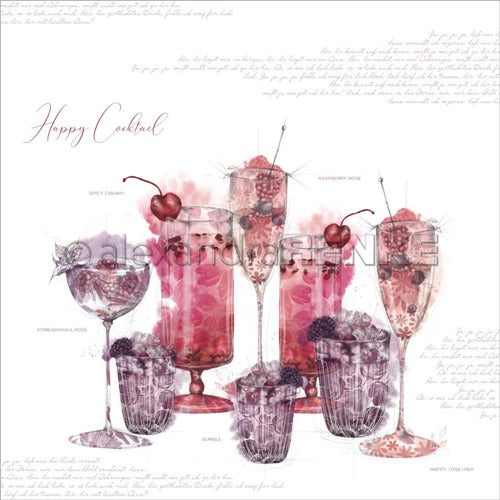 Alexandra Renke - Cocktails Collection - Happy Cocktail - 12 x 12"