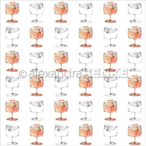Alexandra Renke - Cocktails Collection - Orange Cocktail Sketches - 12 x 12"