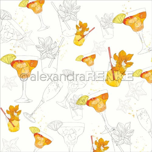Alexandra Renke - Cocktails Collection - Fizzy Orange Margarita - 12 x 12"
