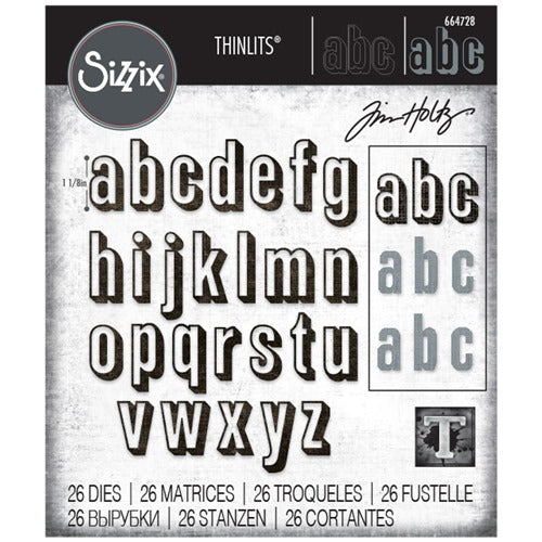 Tim Holtz Alterations - Thinlits - Alphanumeric Shadow - Lower Case