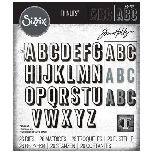 Tim Holtz Alterations - Thinlits - Alphanumeric Shadow - Upper Case