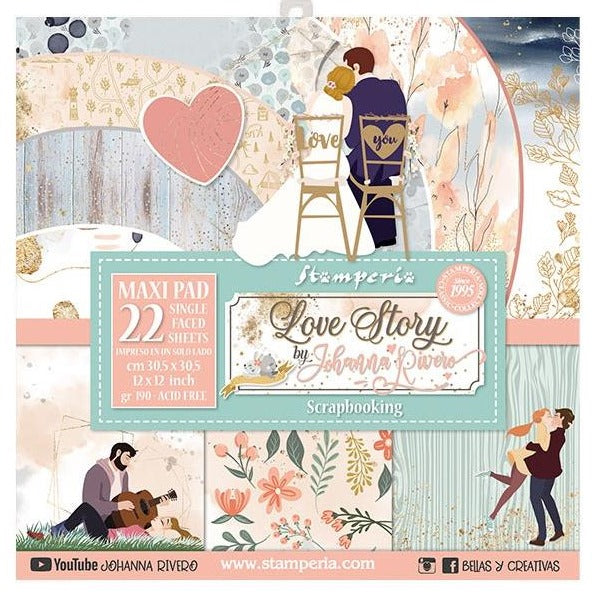 Stamperia - Love Story - Paper Pad   - 12 x 12"  22pk