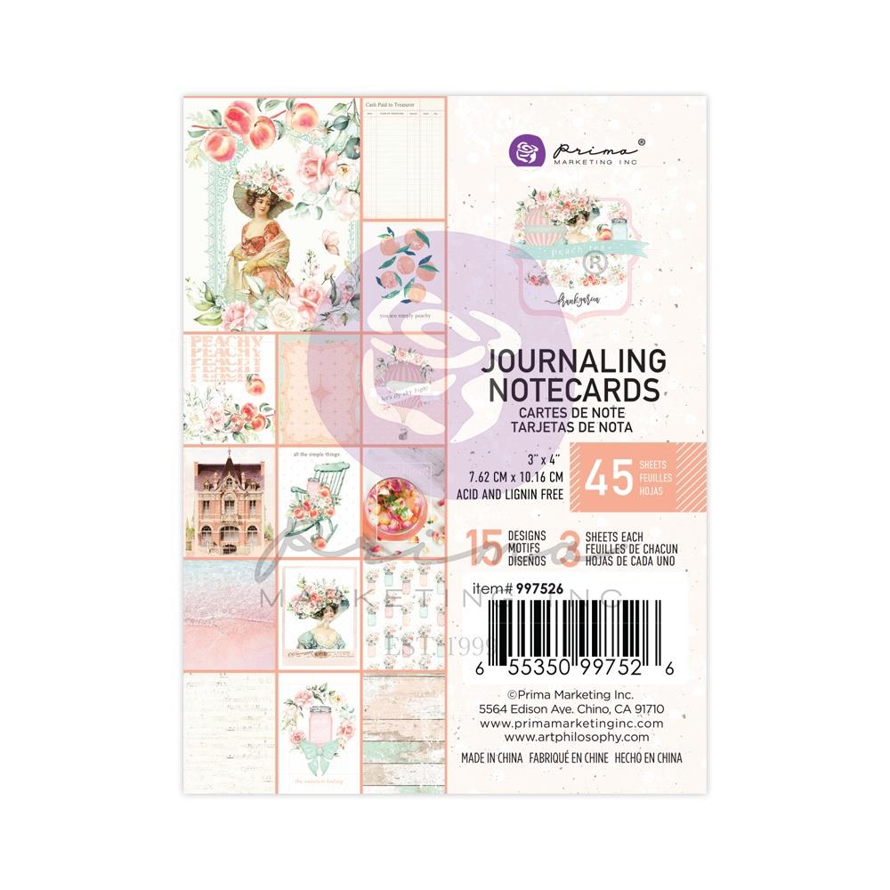 Prima - Peach Tea - Journaling Notecards  - 3 x 4""